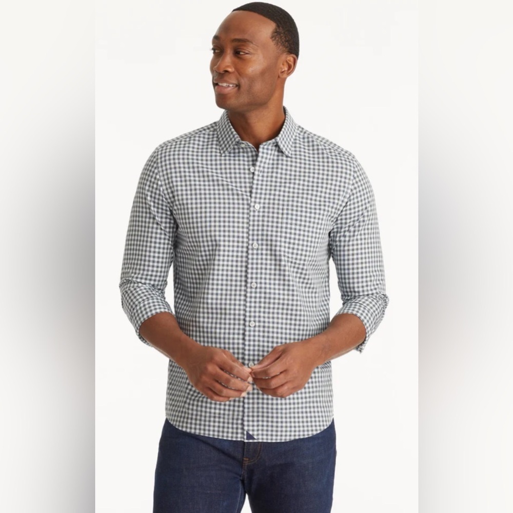 UNTUCKit Men's Central Otago Checked Black White Button Down Shirt- Size XL